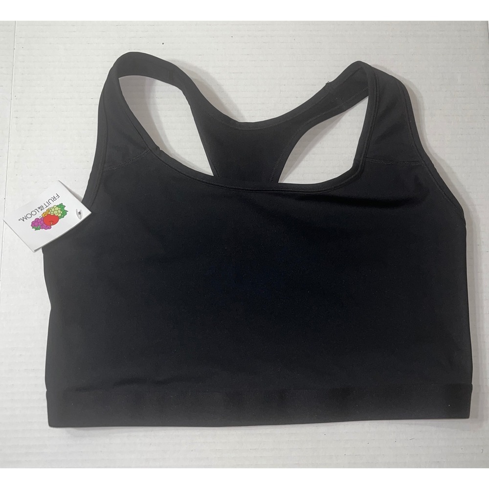NWT Fruit of‎ the Loom Racerback Sports Bra Black Womens XXL FT992